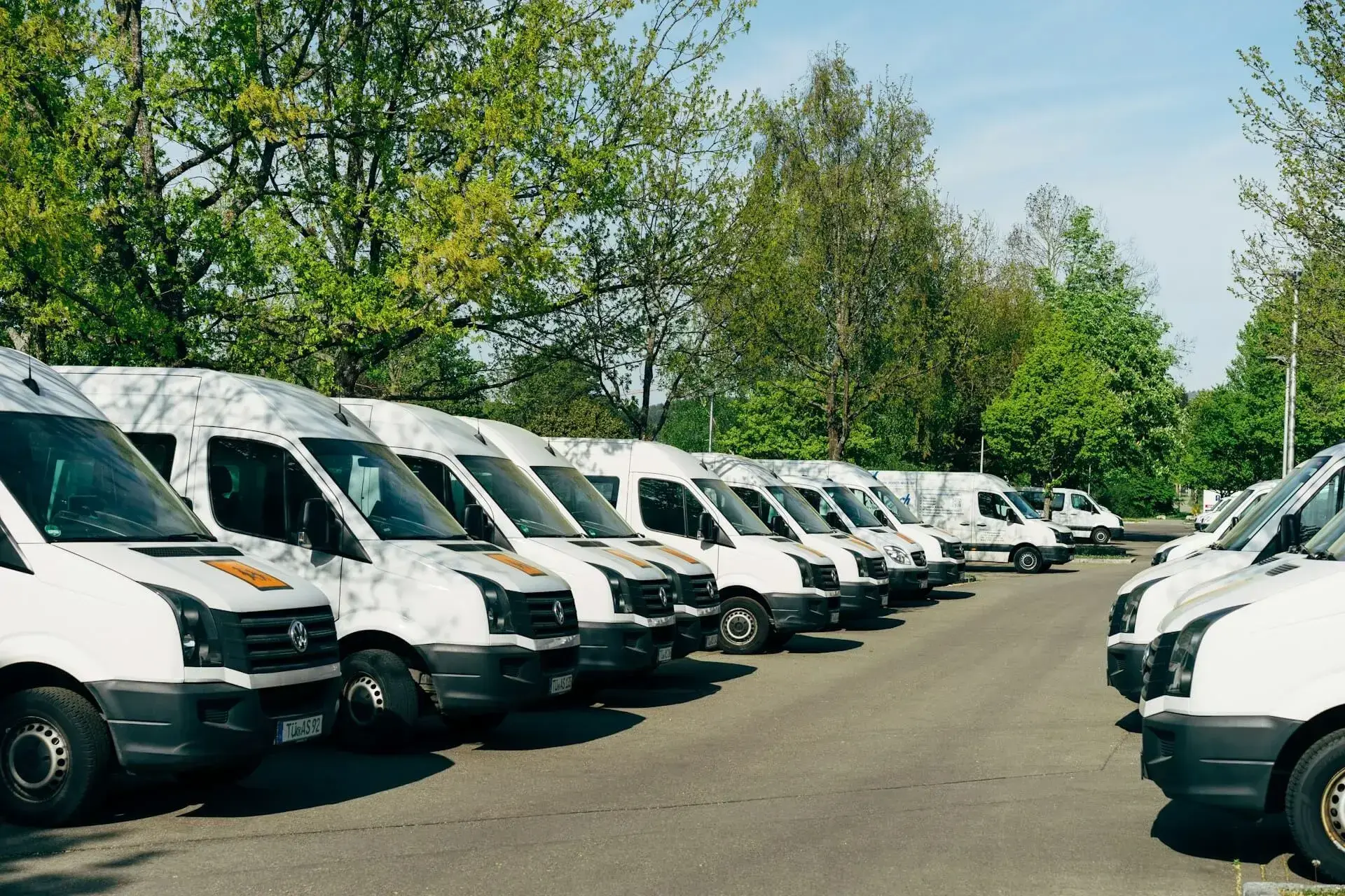 Commercial fleet vehicles receiving professional maintenance service