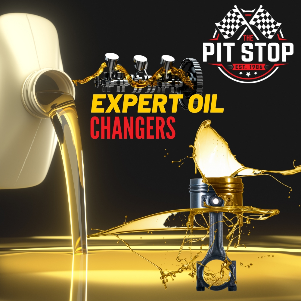 Image of Oil Pouring from Bottle, Piston splashing out of oil and company logo